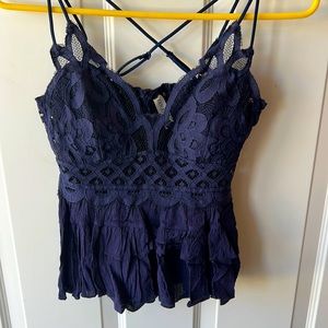 Navy lace tank top